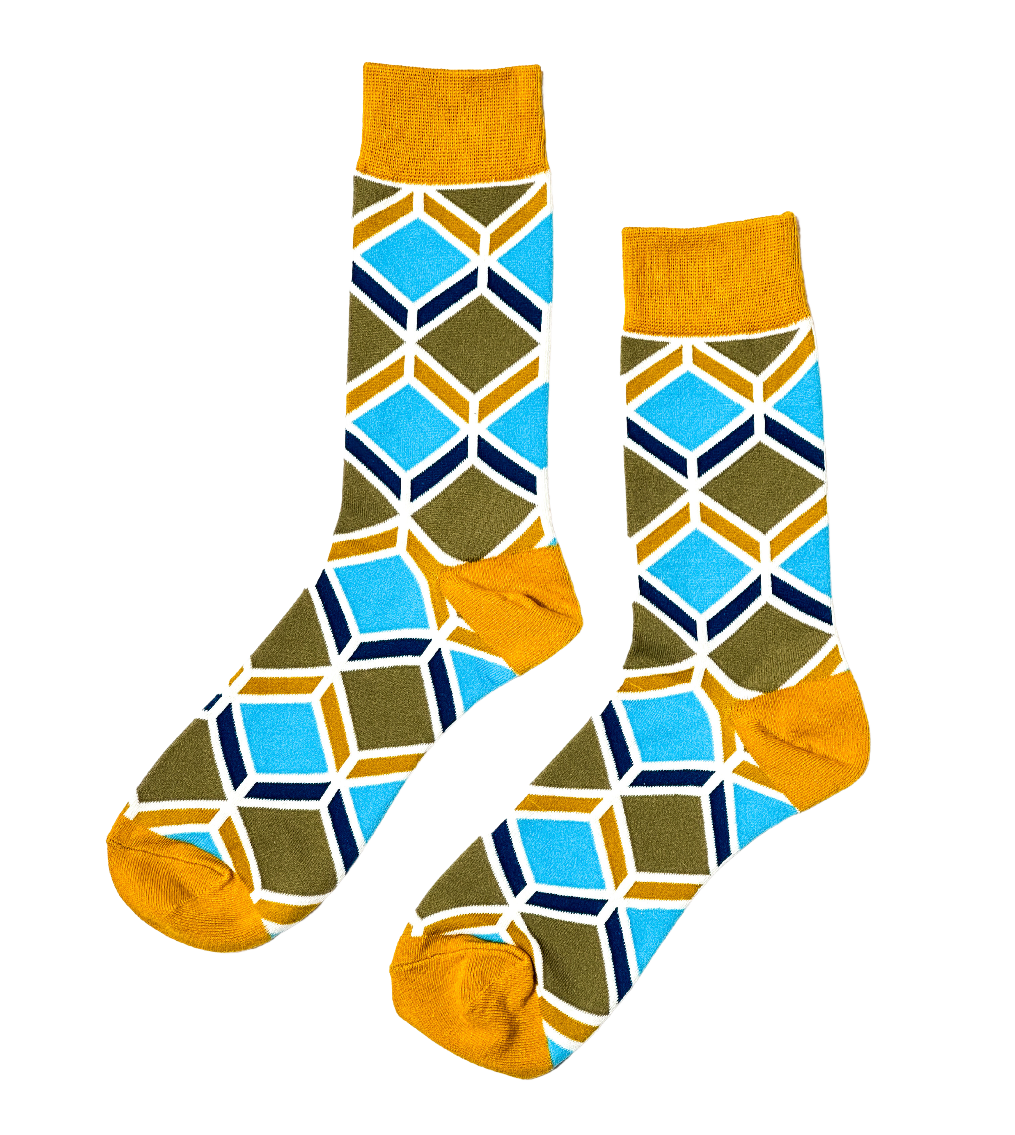 Sandstone Mosaic socks by Modsoles with earthy tones and geometric designs